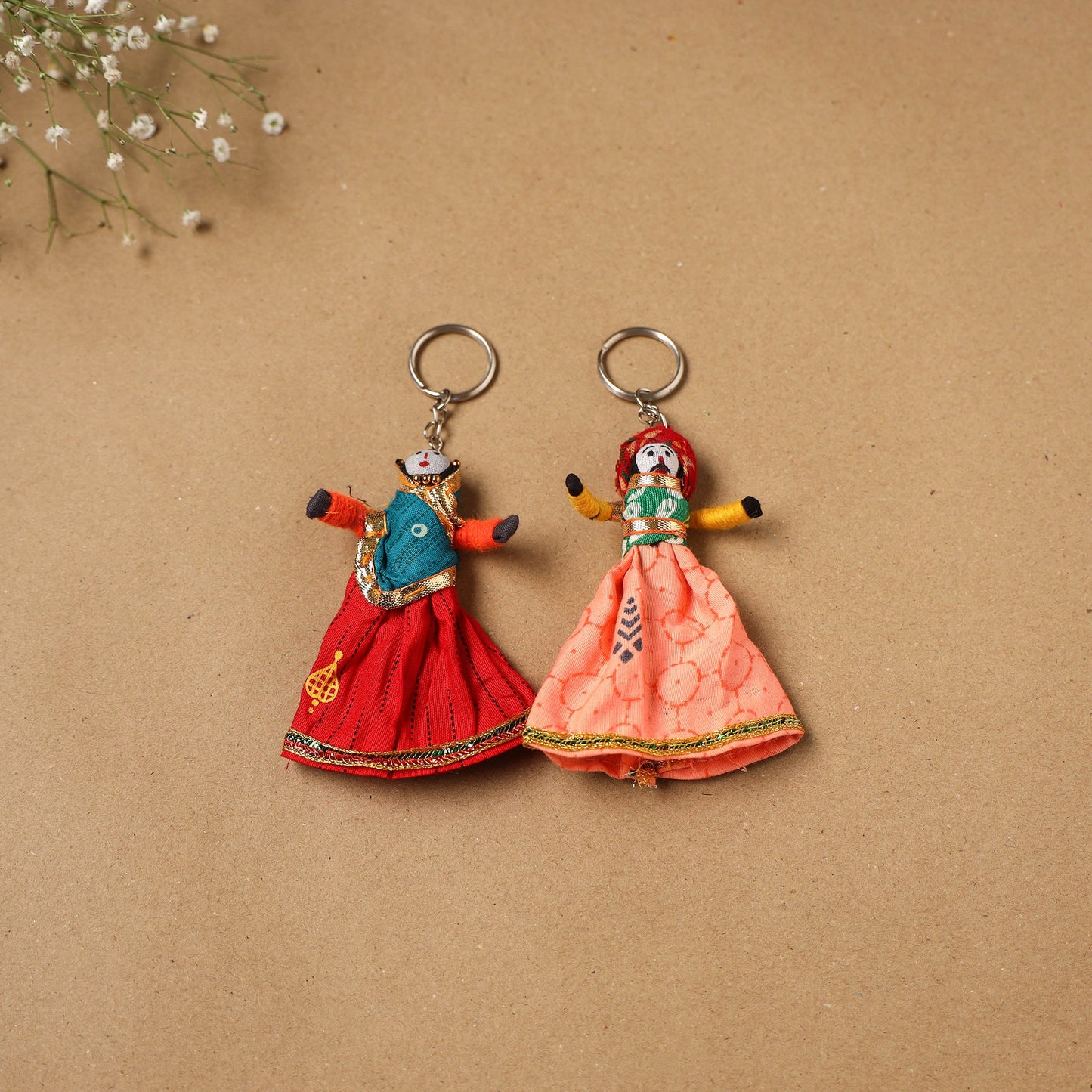 Multicolor - rajasthani puppet couple handmade keychain