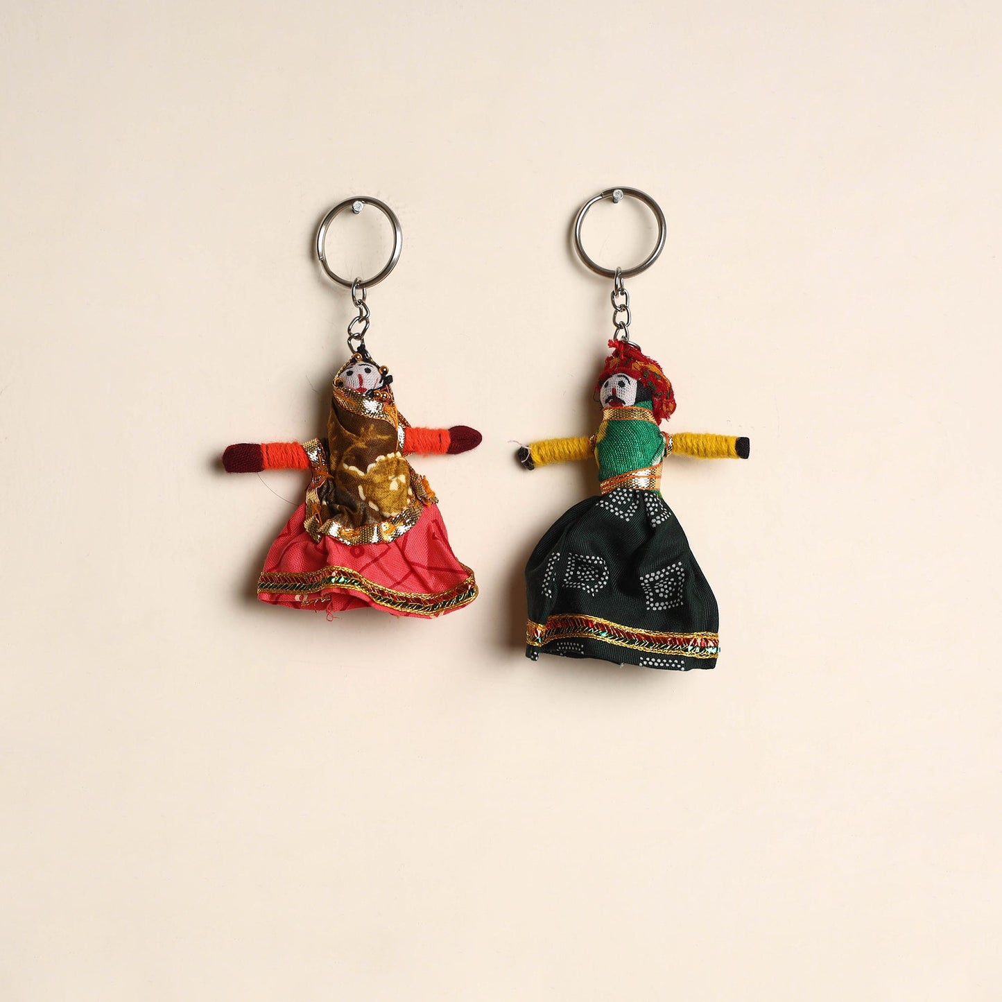 Multicolor - rajasthani puppet couple handmade keychain