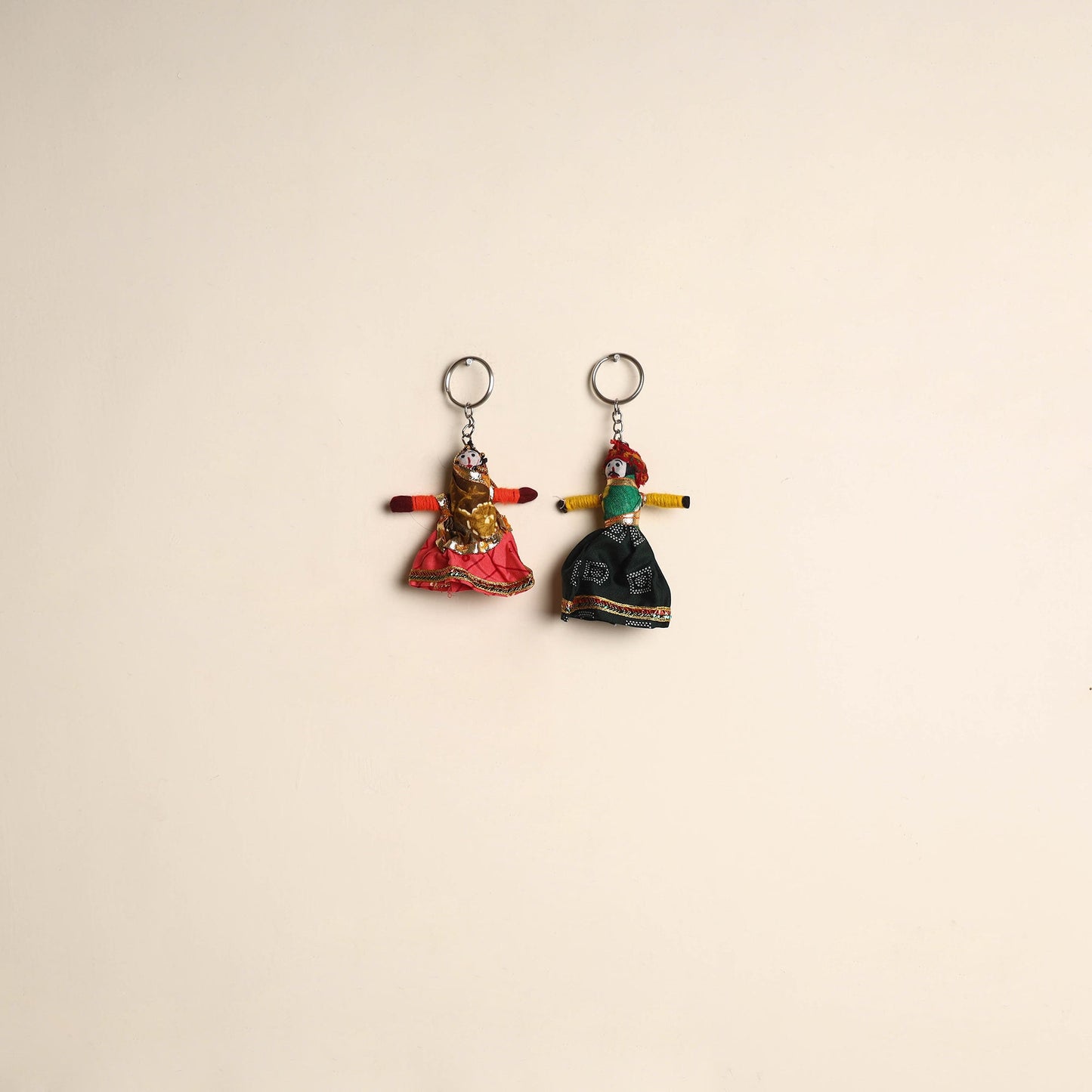 Multicolor - rajasthani puppet couple handmade keychain