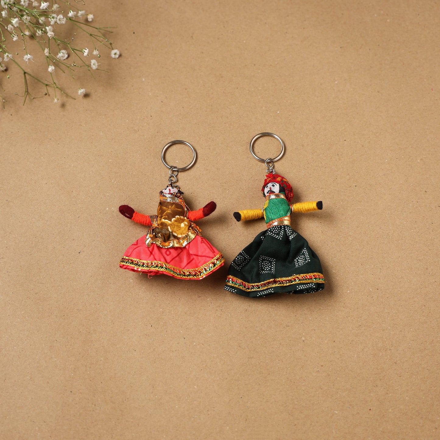 Multicolor - rajasthani puppet couple handmade keychain