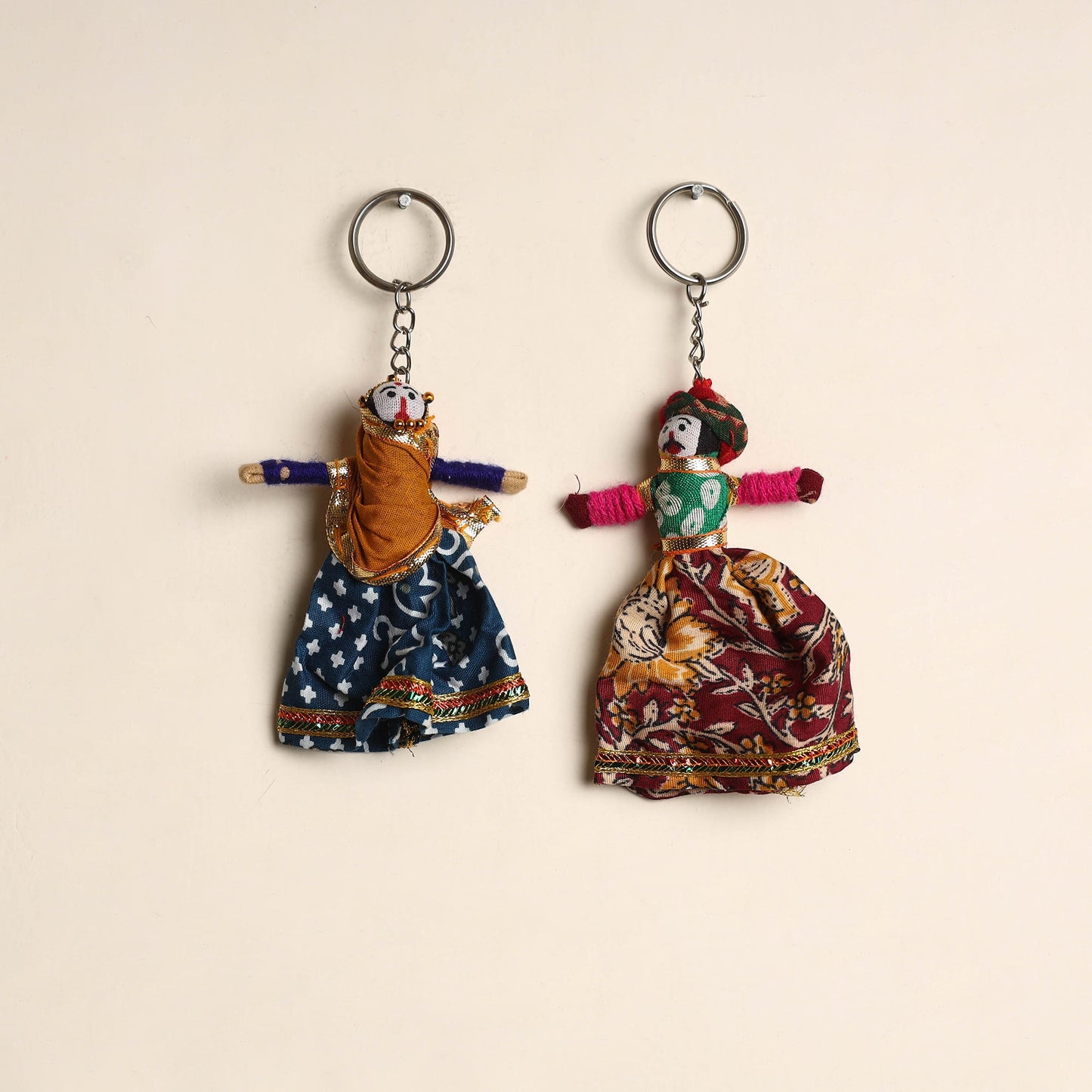 Multicolor - rajasthani puppet couple handmade keychain
