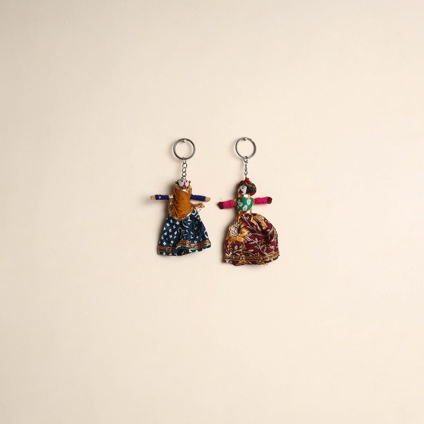 Multicolor - rajasthani puppet couple handmade keychain