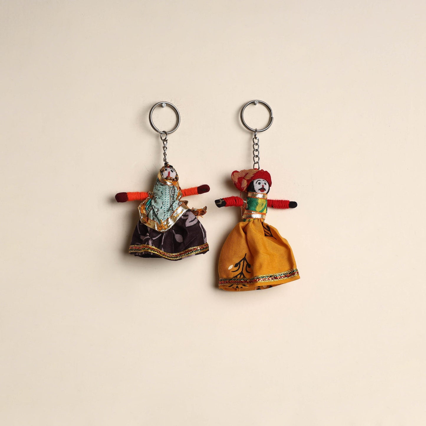 Multicolor - rajasthani puppet couple handmade keychain