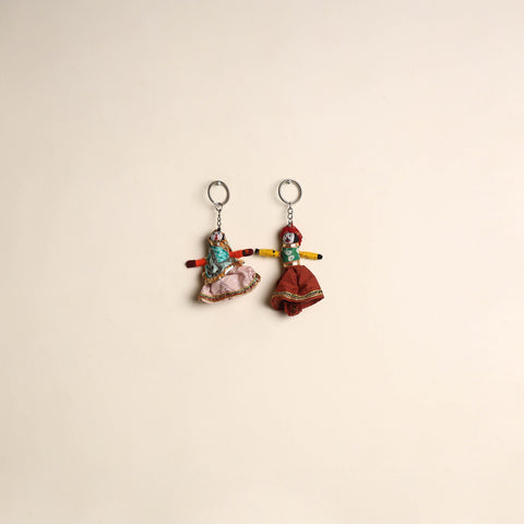Multicolor - rajasthani puppet couple handmade keychain