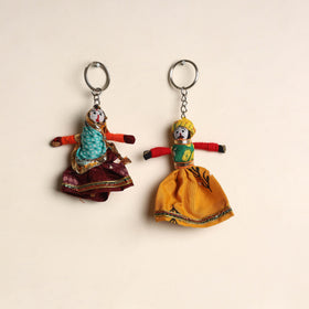 Multicolor - rajasthani puppet couple handmade keychain