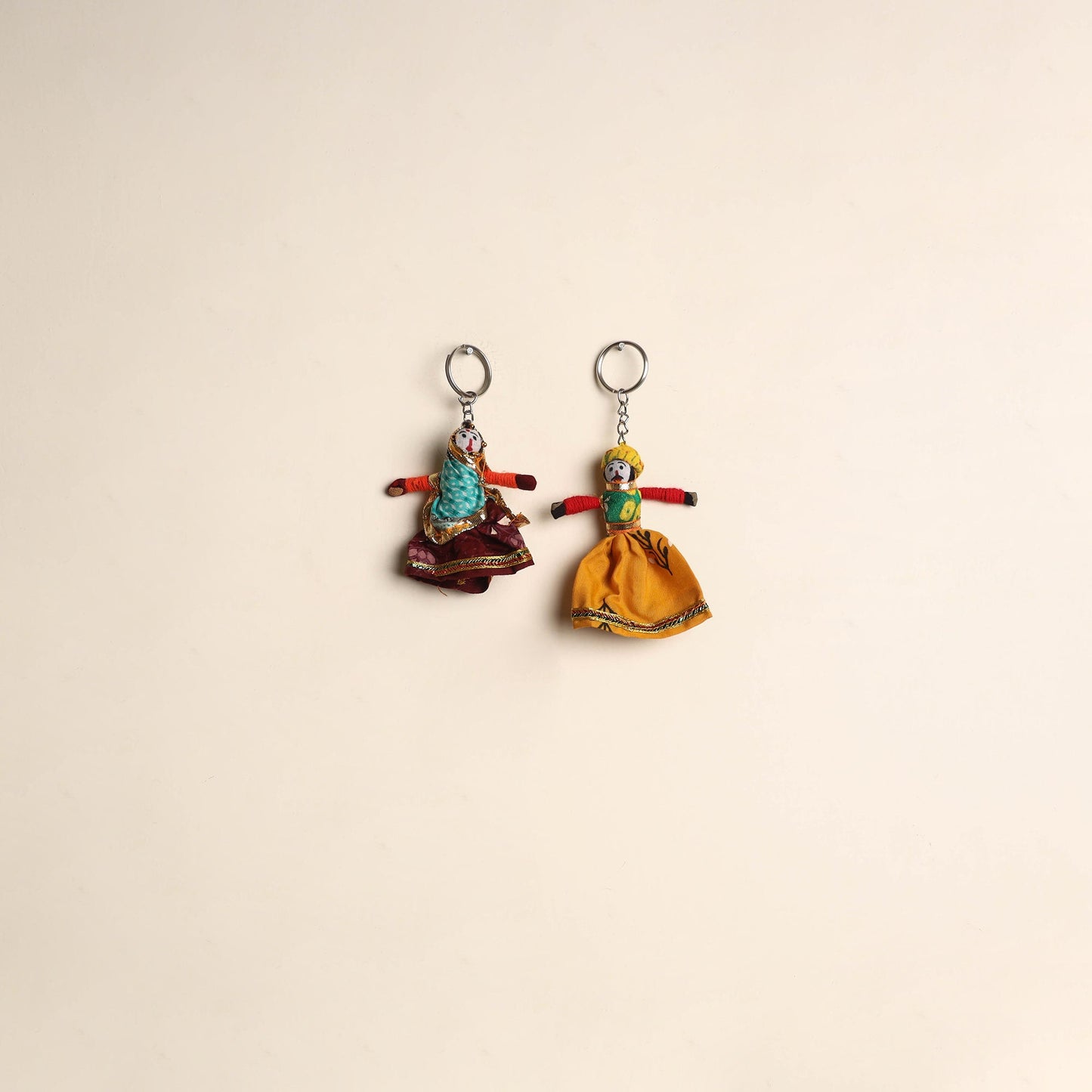 Multicolor - rajasthani puppet couple handmade keychain