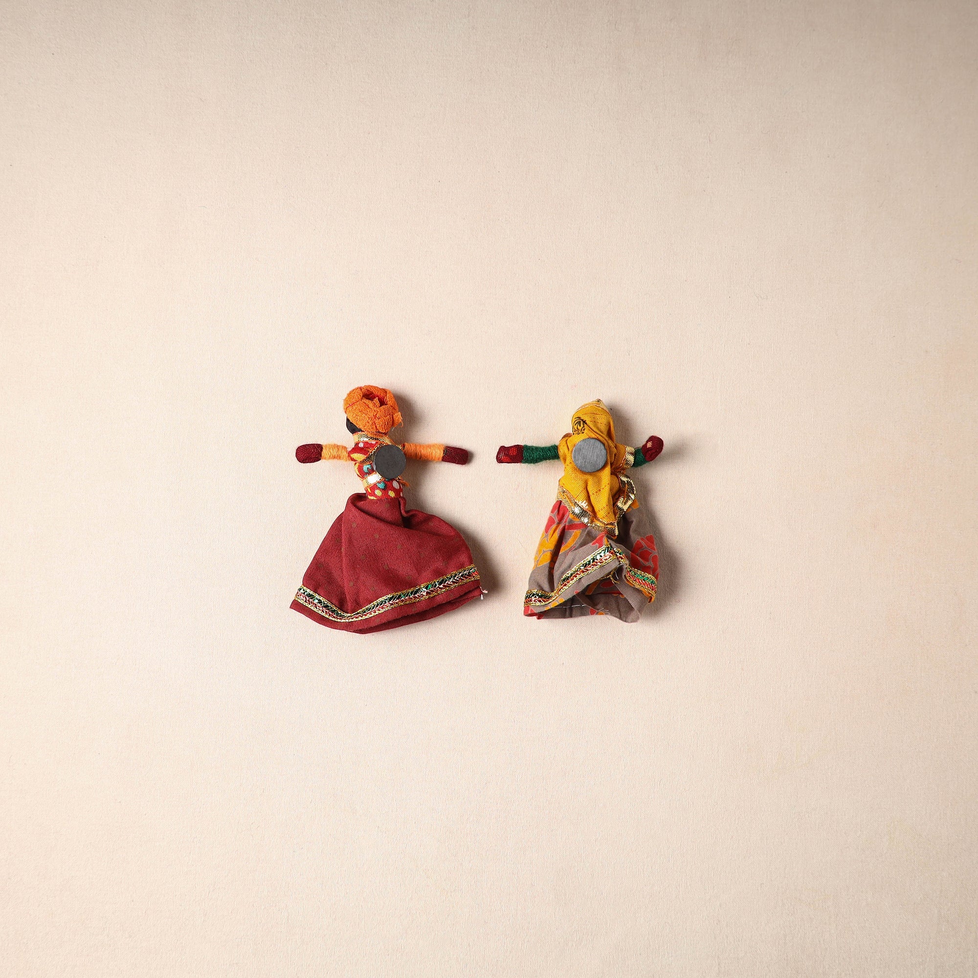 Multicolor - rajasthani puppet couple handmade magnet (set