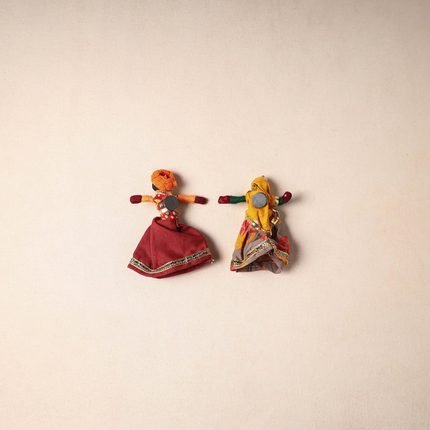 Multicolor - rajasthani puppet couple handmade magnet (set