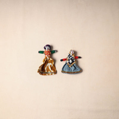 Multicolor - rajasthani puppet couple handmade magnet (set