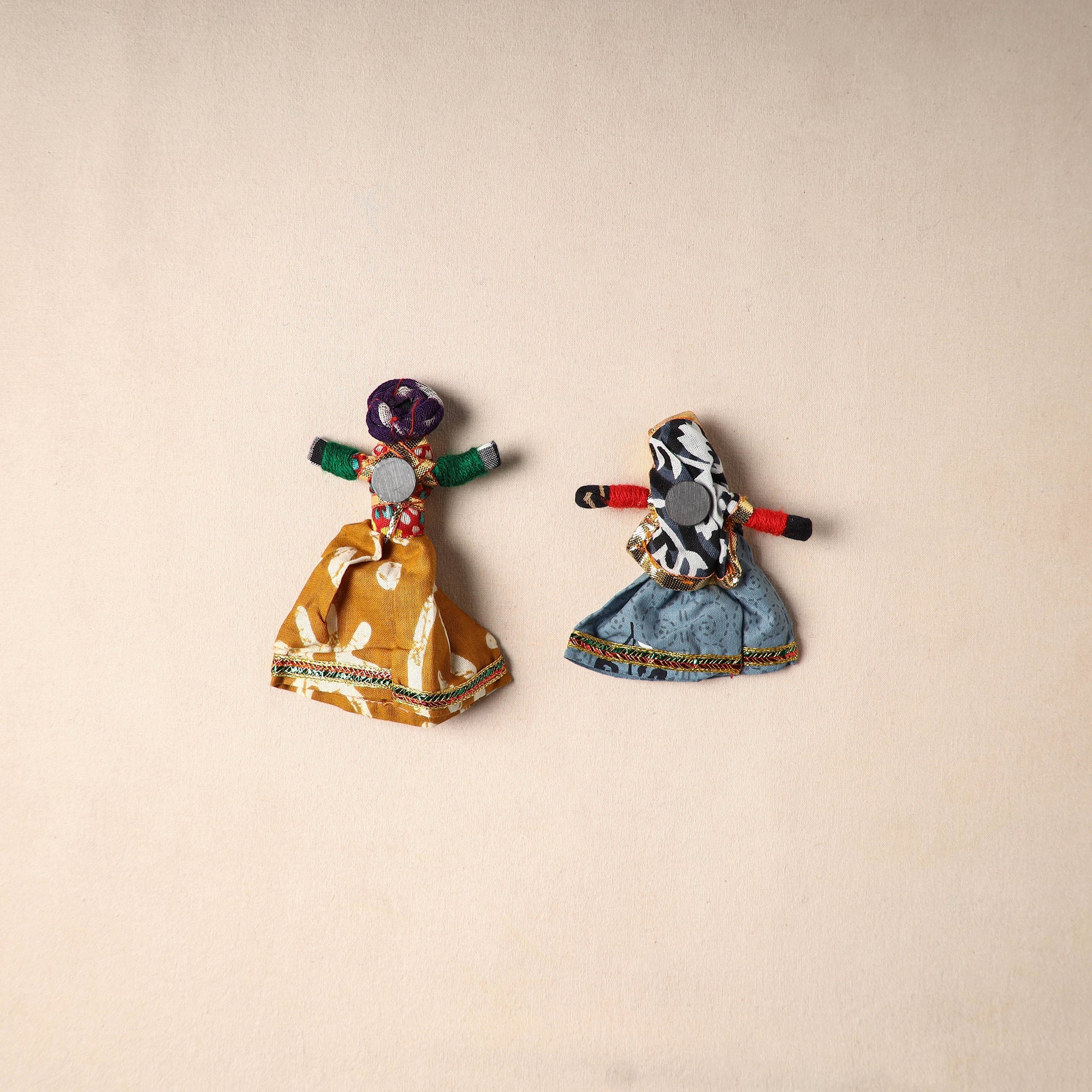Multicolor - rajasthani puppet couple handmade magnet (set