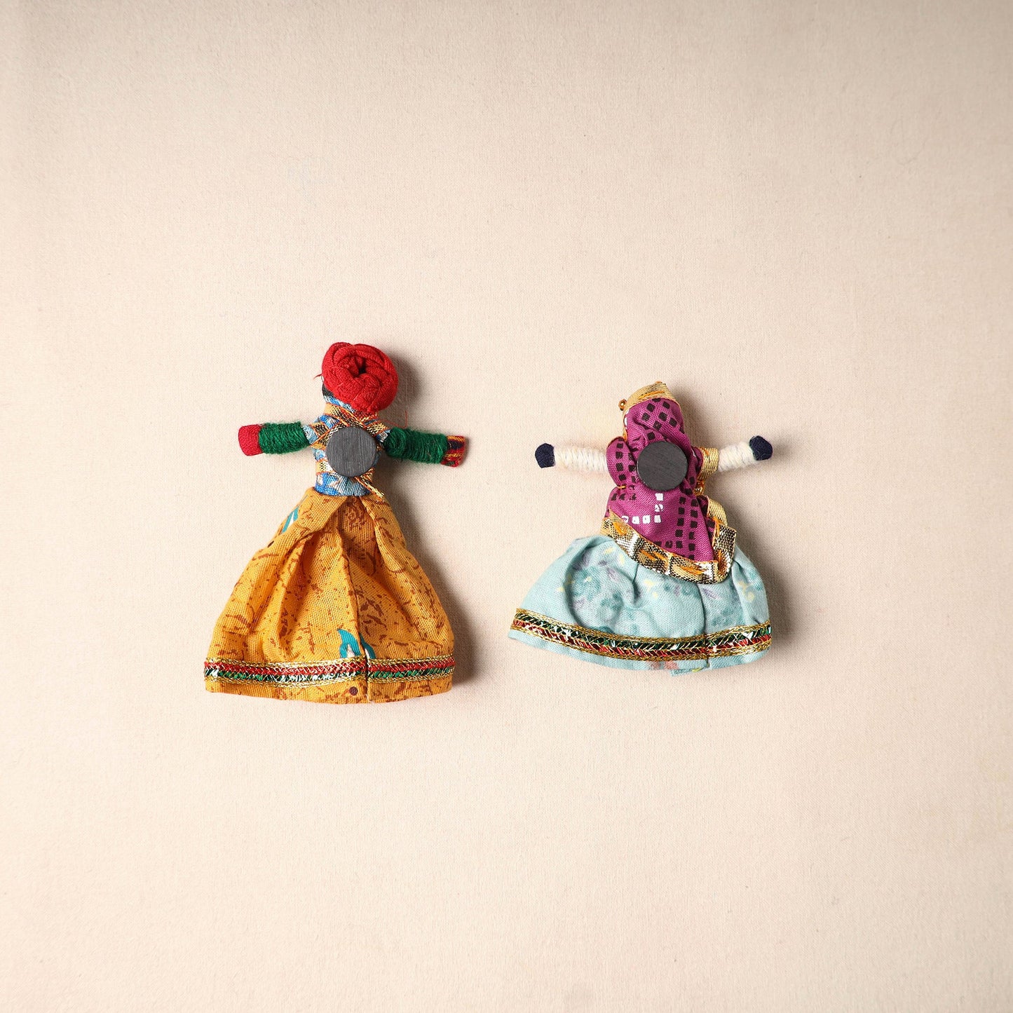 Multicolor - rajasthani puppet couple handmade magnet (set