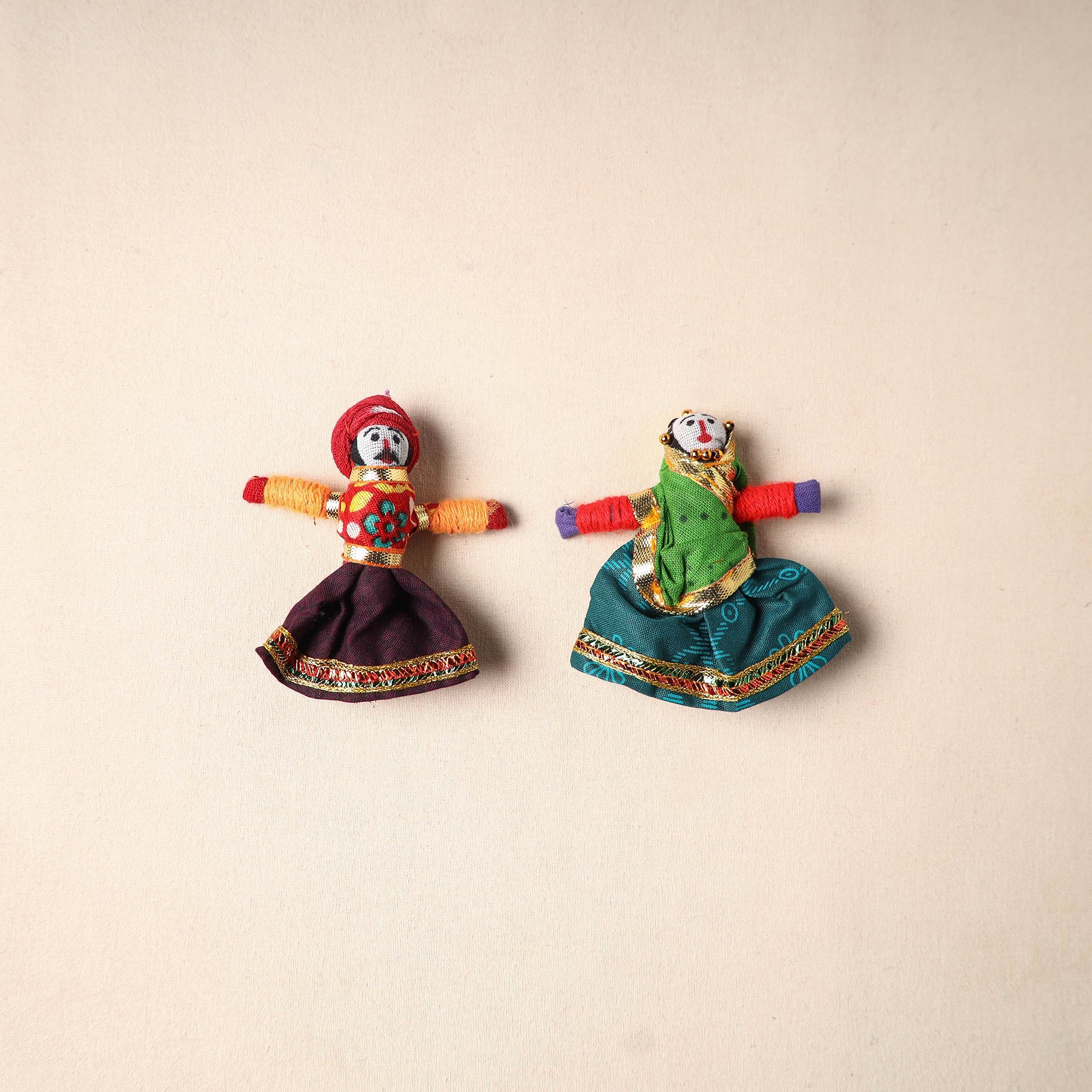 Multicolor - rajasthani puppet couple handmade magnet (set