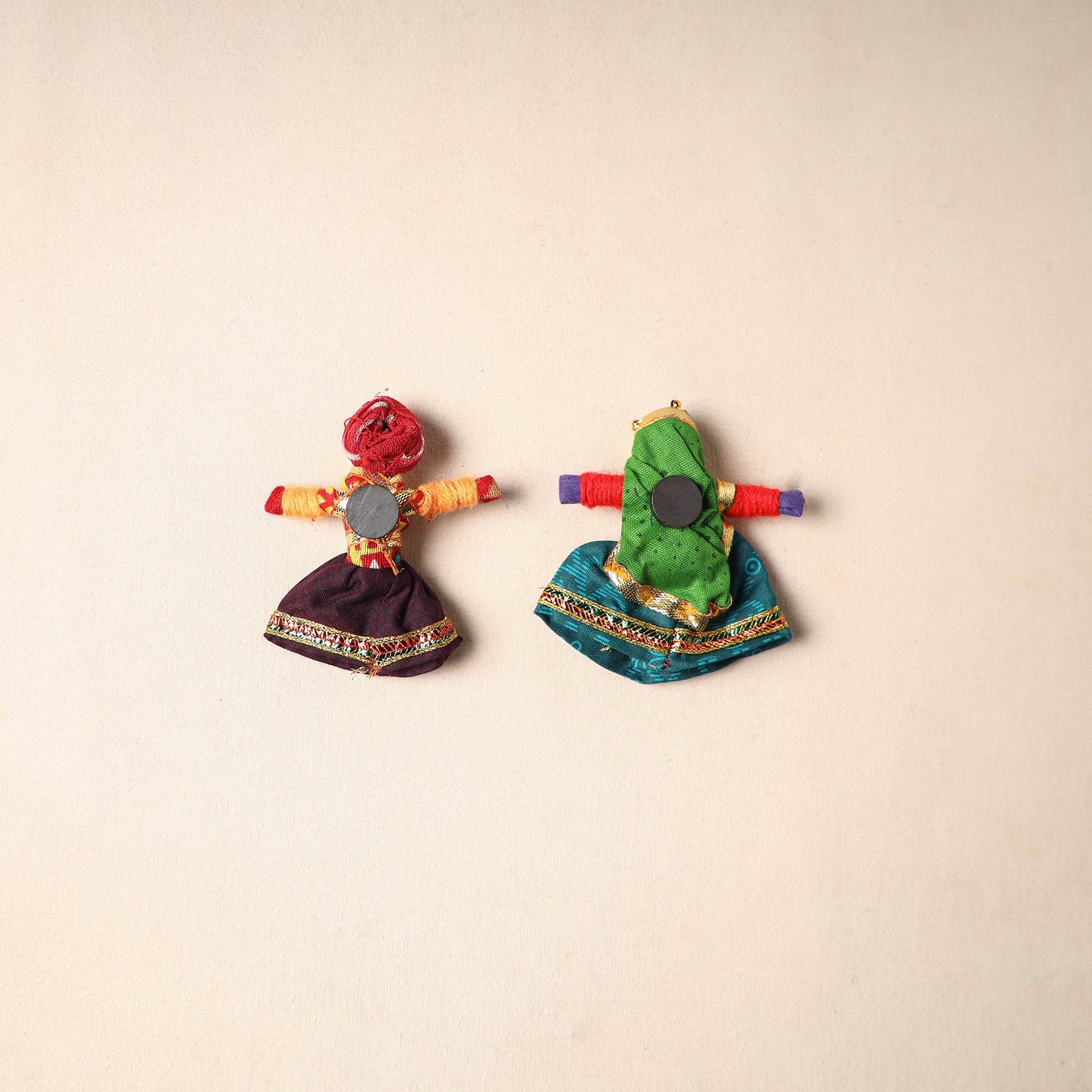 Multicolor - rajasthani puppet couple handmade magnet (set