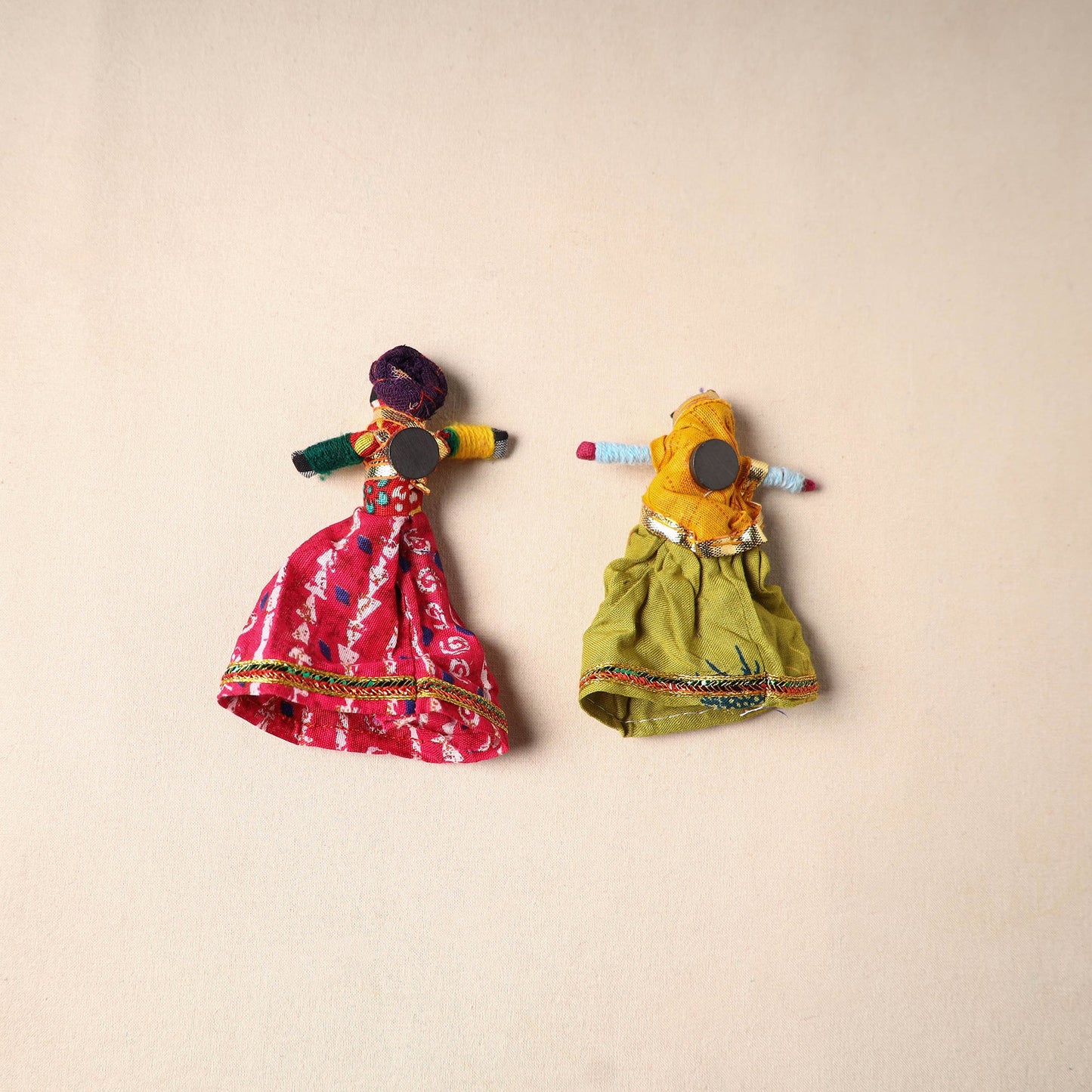 Multicolor - rajasthani puppet couple handmade magnet (set