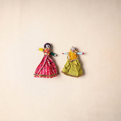 Multicolor - rajasthani puppet couple handmade magnet (set