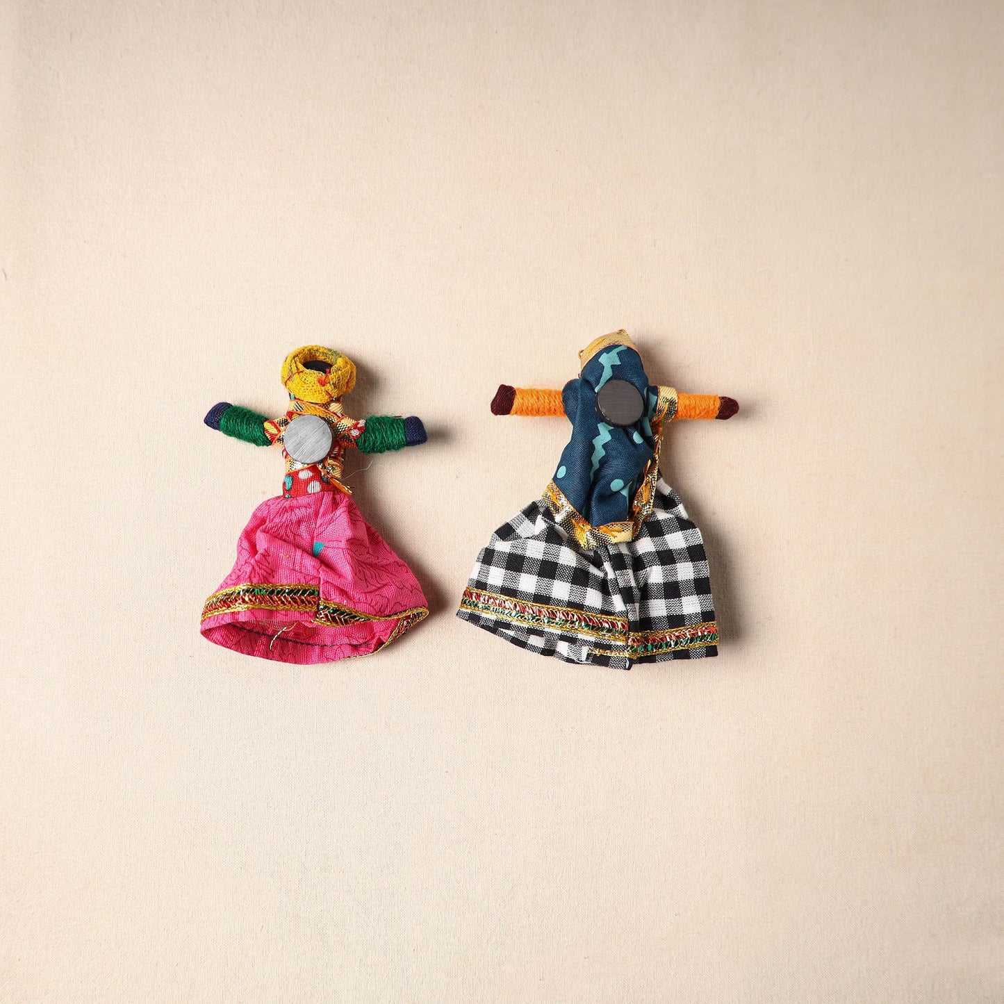 Multicolor - rajasthani puppet couple handmade magnet (set