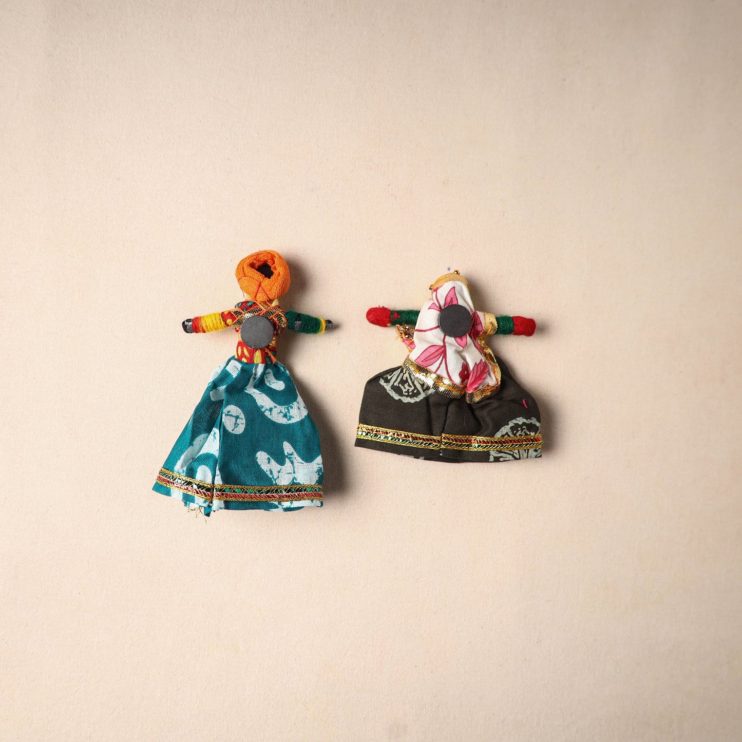 Multicolor - rajasthani puppet couple handmade magnet (set