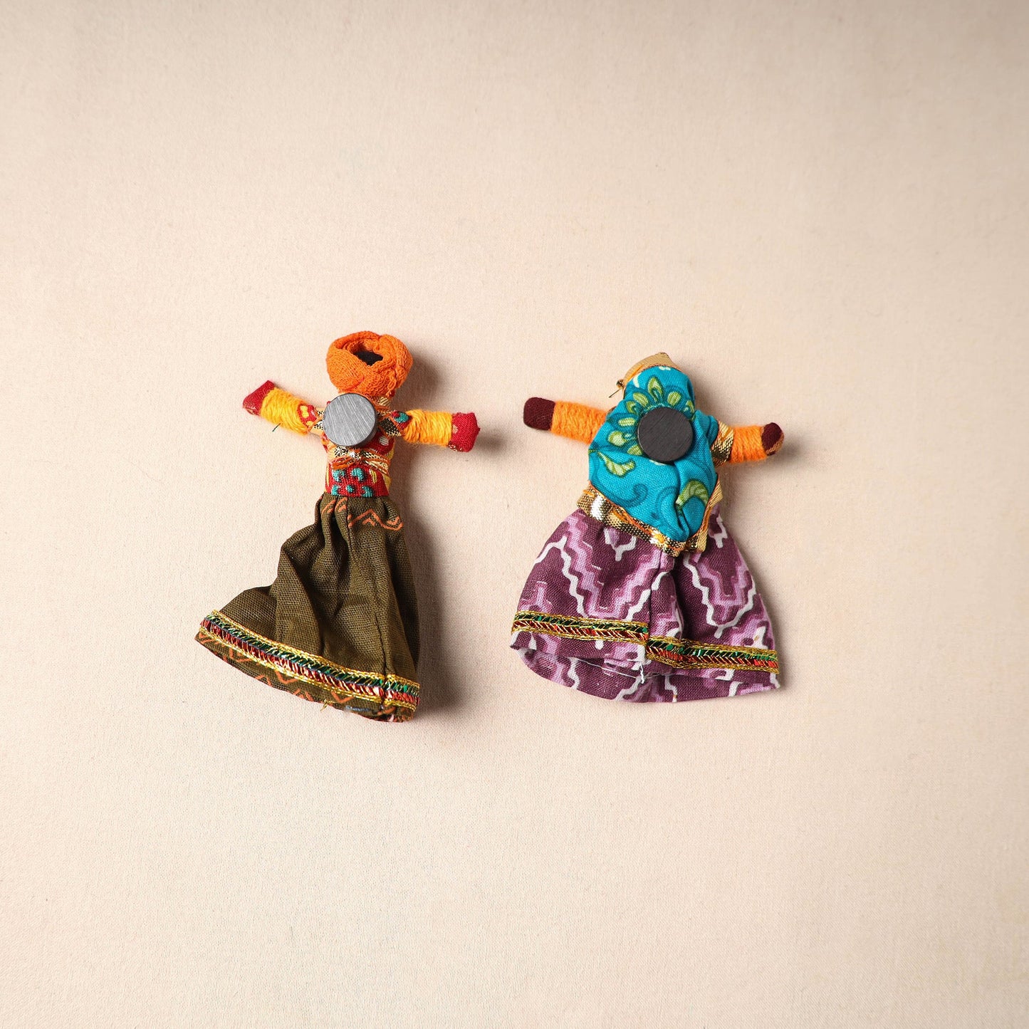 Multicolor - rajasthani puppet couple handmade magnet (set
