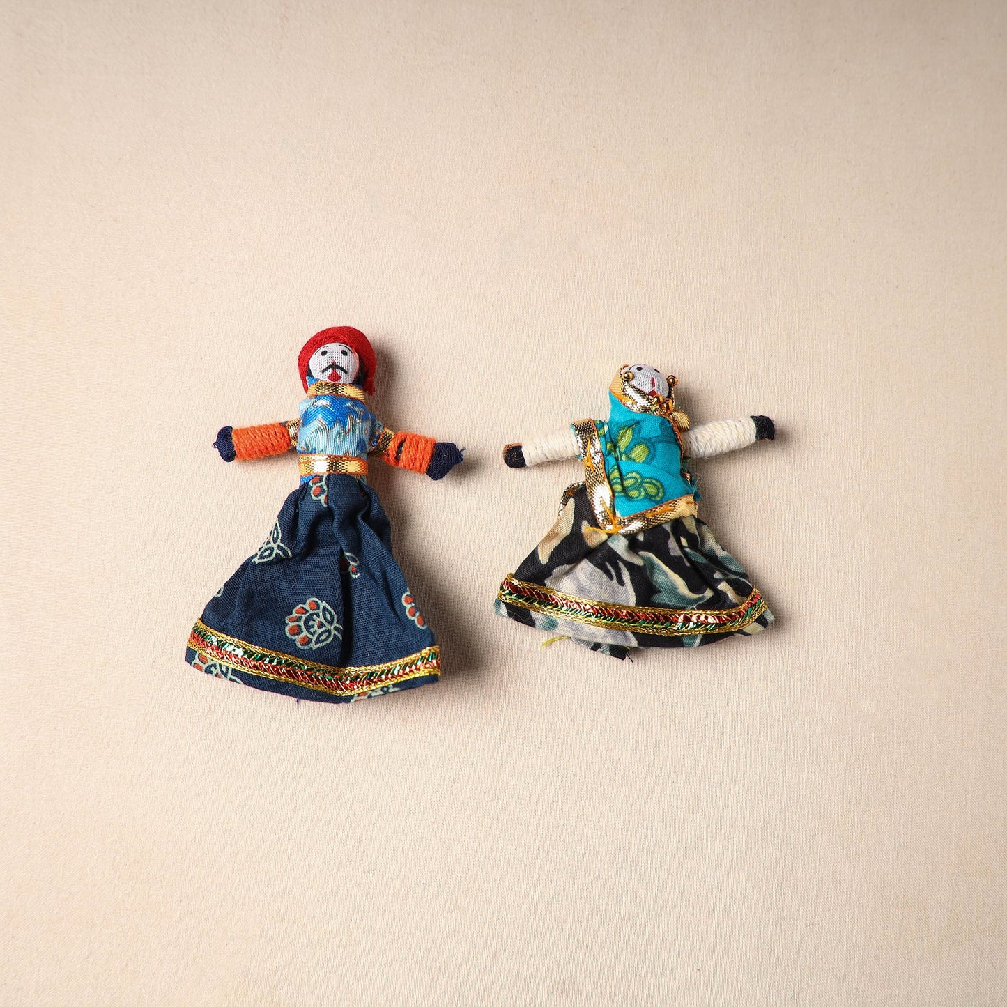 Multicolor - rajasthani puppet couple handmade magnet (set
