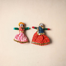 Multicolor - rajasthani puppet couple handmade magnet (set