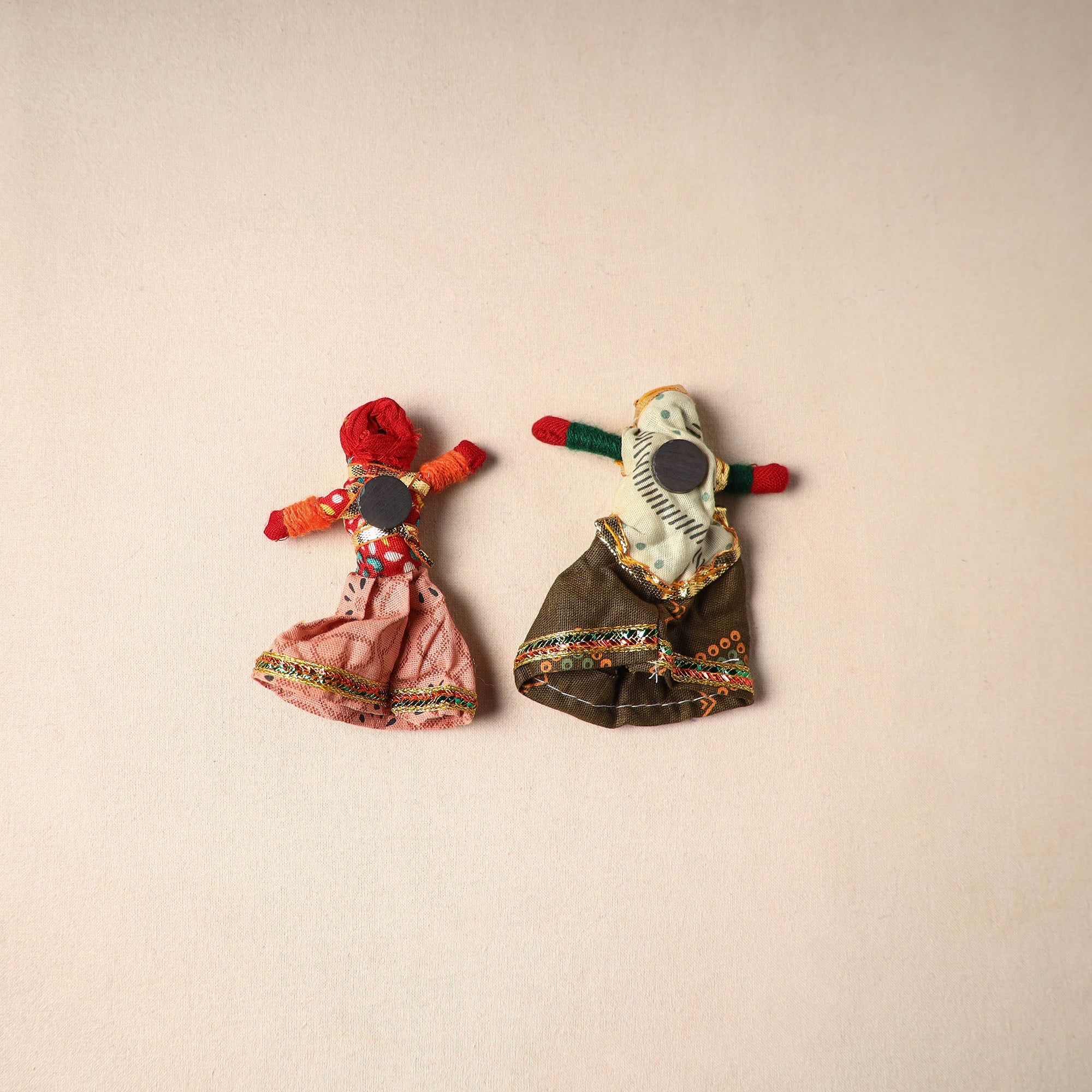 Multicolor - rajasthani puppet couple handmade magnet (set