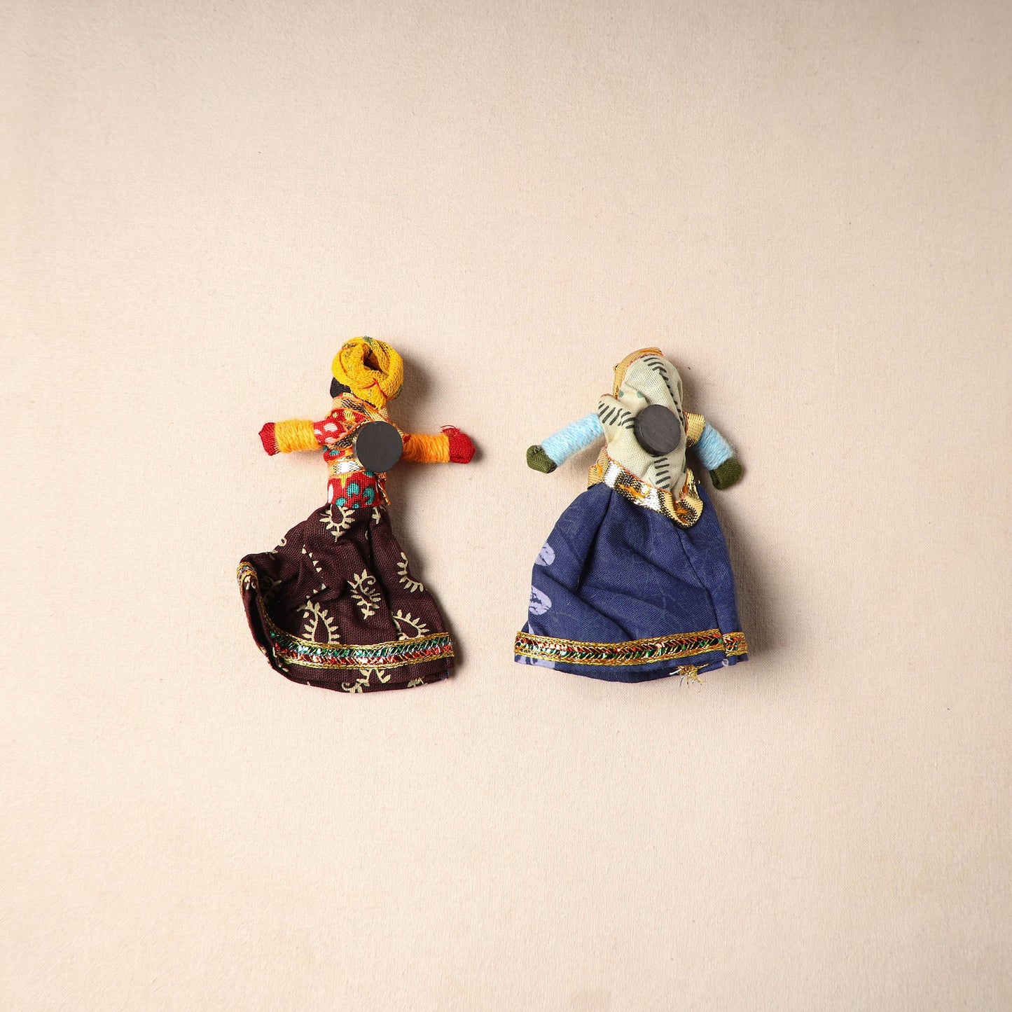 Multicolor - rajasthani puppet couple handmade magnet (set