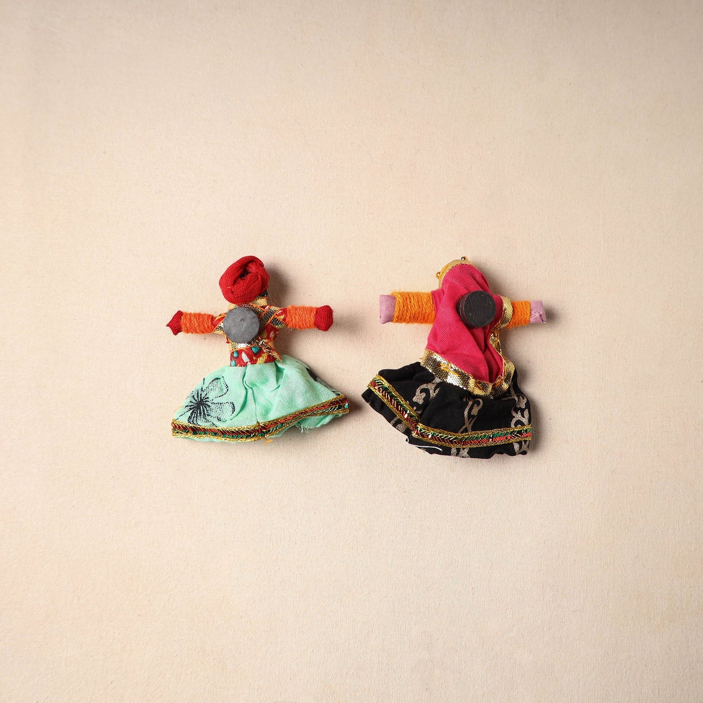 Multicolor - rajasthani puppet couple handmade magnet (set