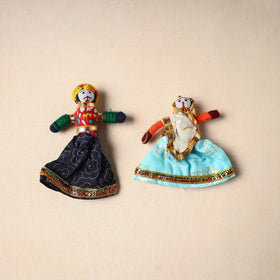 Multicolor - rajasthani puppet couple handmade magnet (set