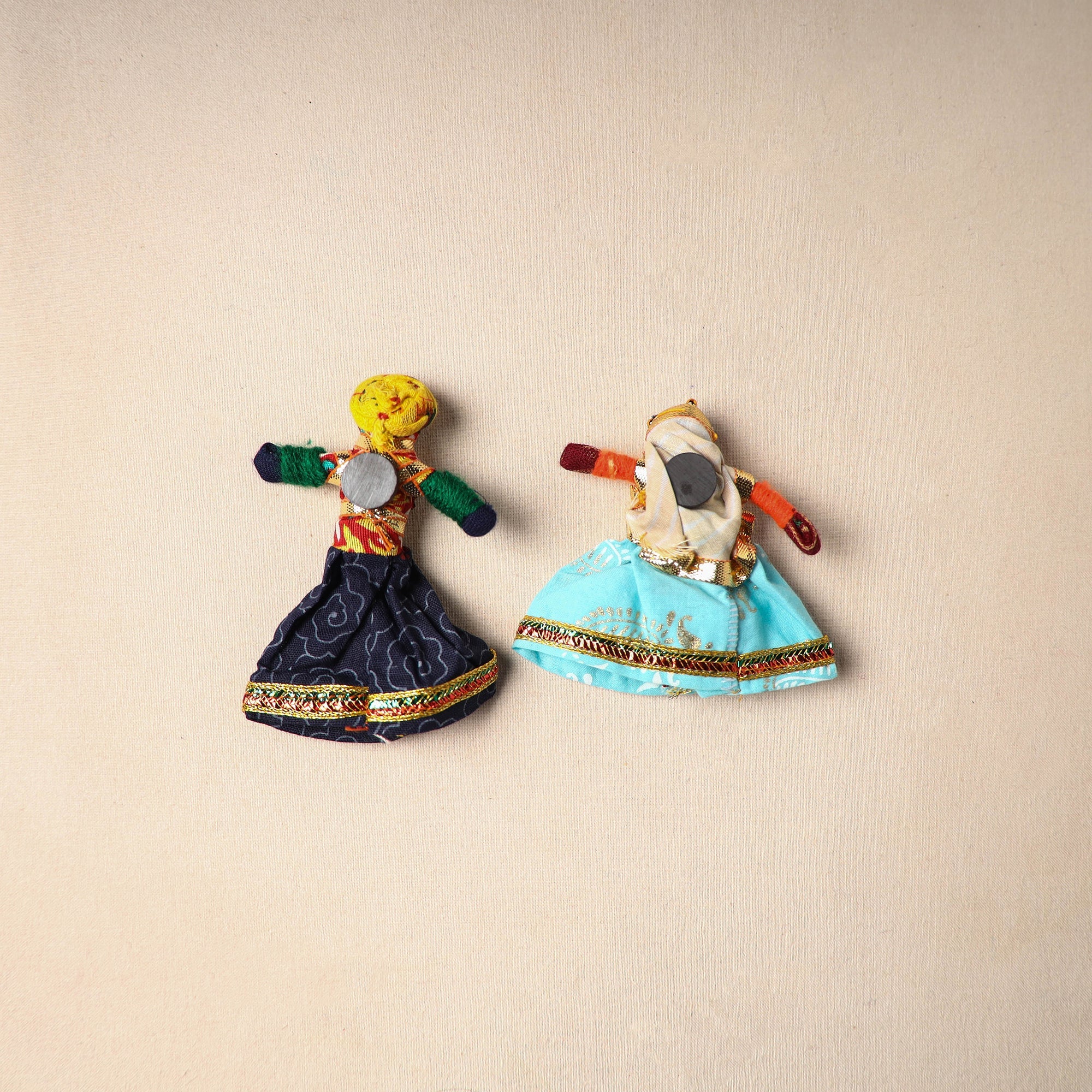 Multicolor - rajasthani puppet couple handmade magnet (set