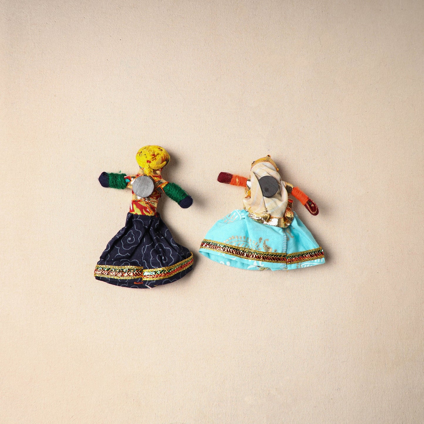Multicolor - rajasthani puppet couple handmade magnet (set