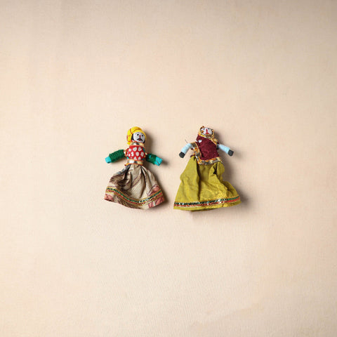 Multicolor - rajasthani puppet couple handmade magnet (set
