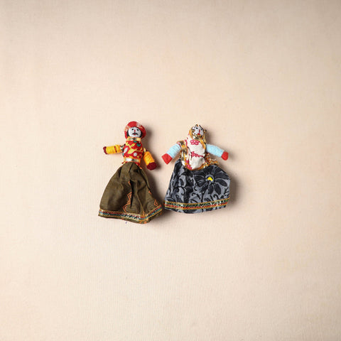 Multicolor - rajasthani puppet couple handmade magnet (set
