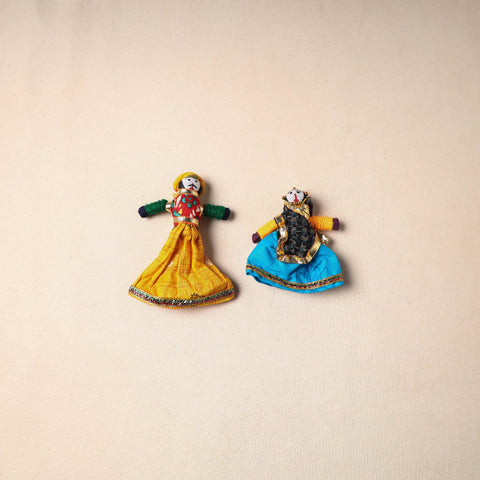 Multicolor - rajasthani puppet couple handmade magnet (set