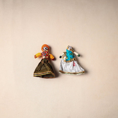 Multicolor - rajasthani puppet couple handmade magnet (set