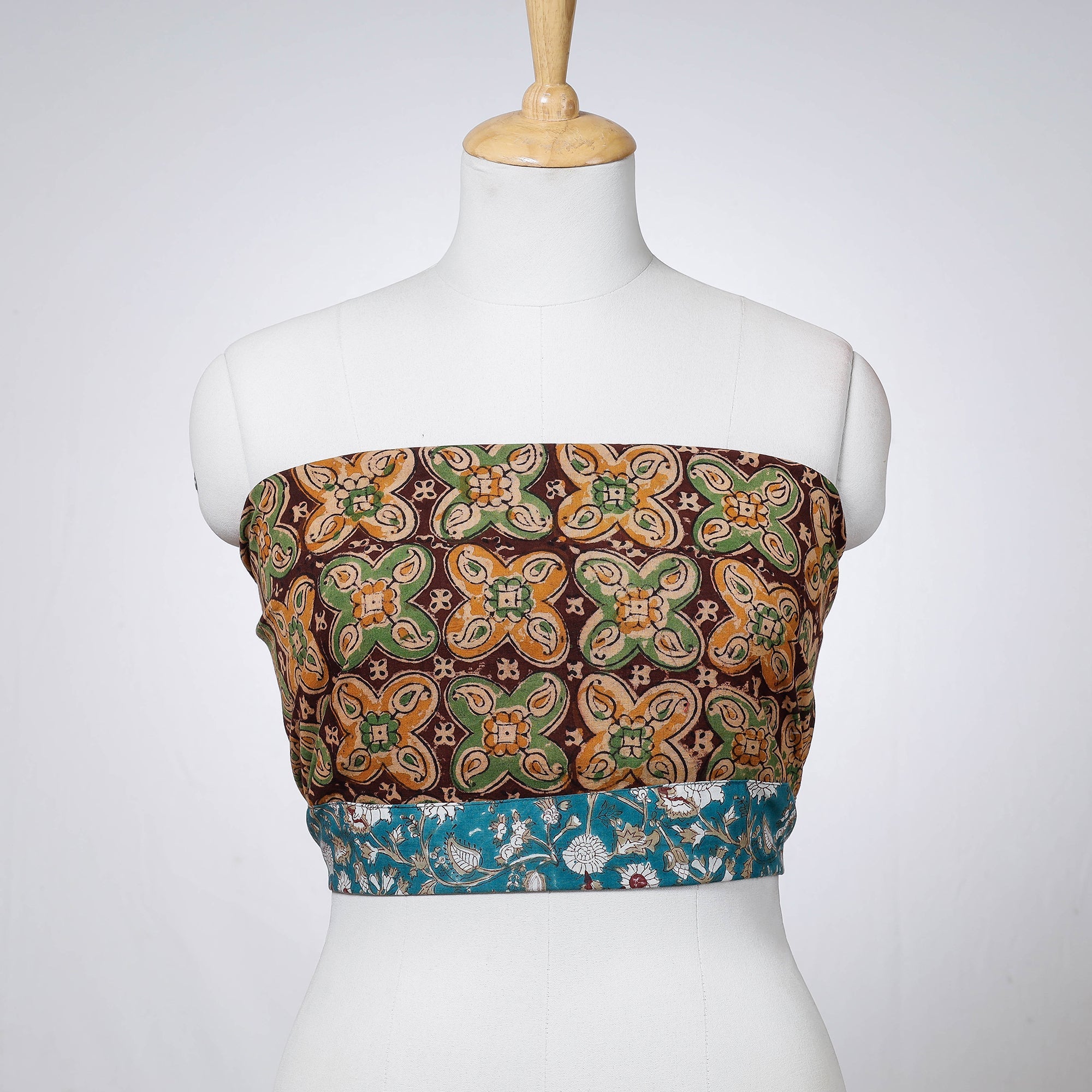 Multicolor - rangoli kalamkari printed cotton blouse piece