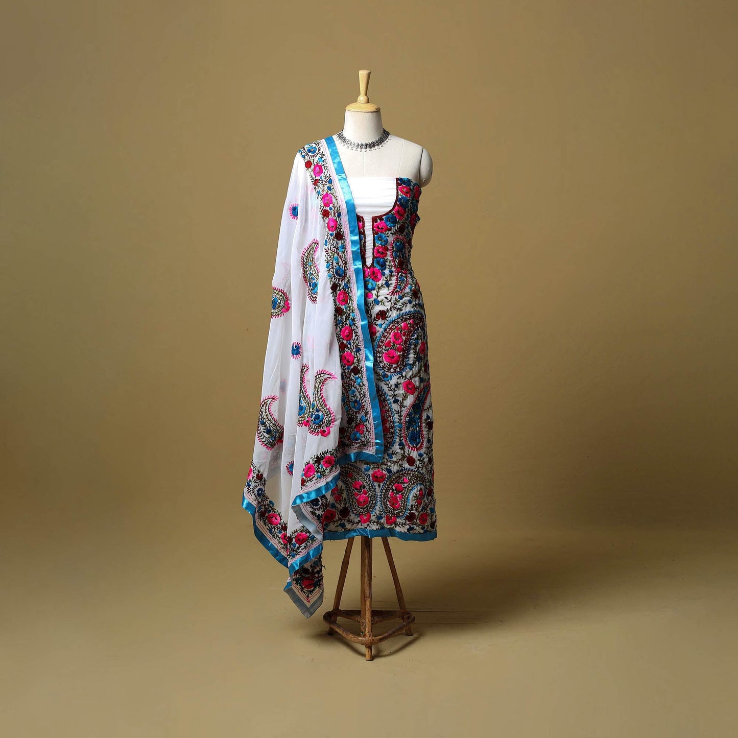 Multicolor - ranihati chapa work hand embroidery georgette