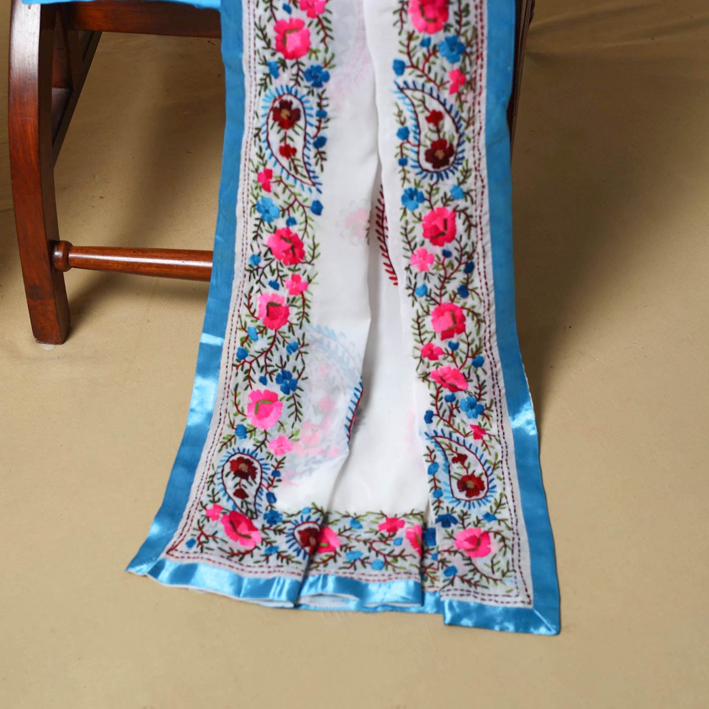 Multicolor - ranihati chapa work hand embroidery georgette