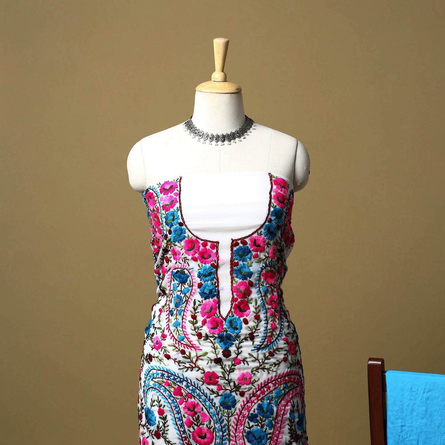 Multicolor - ranihati chapa work hand embroidery georgette