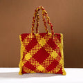 Red Handwoven Upcycled Cotton Hand/Lunch Bag