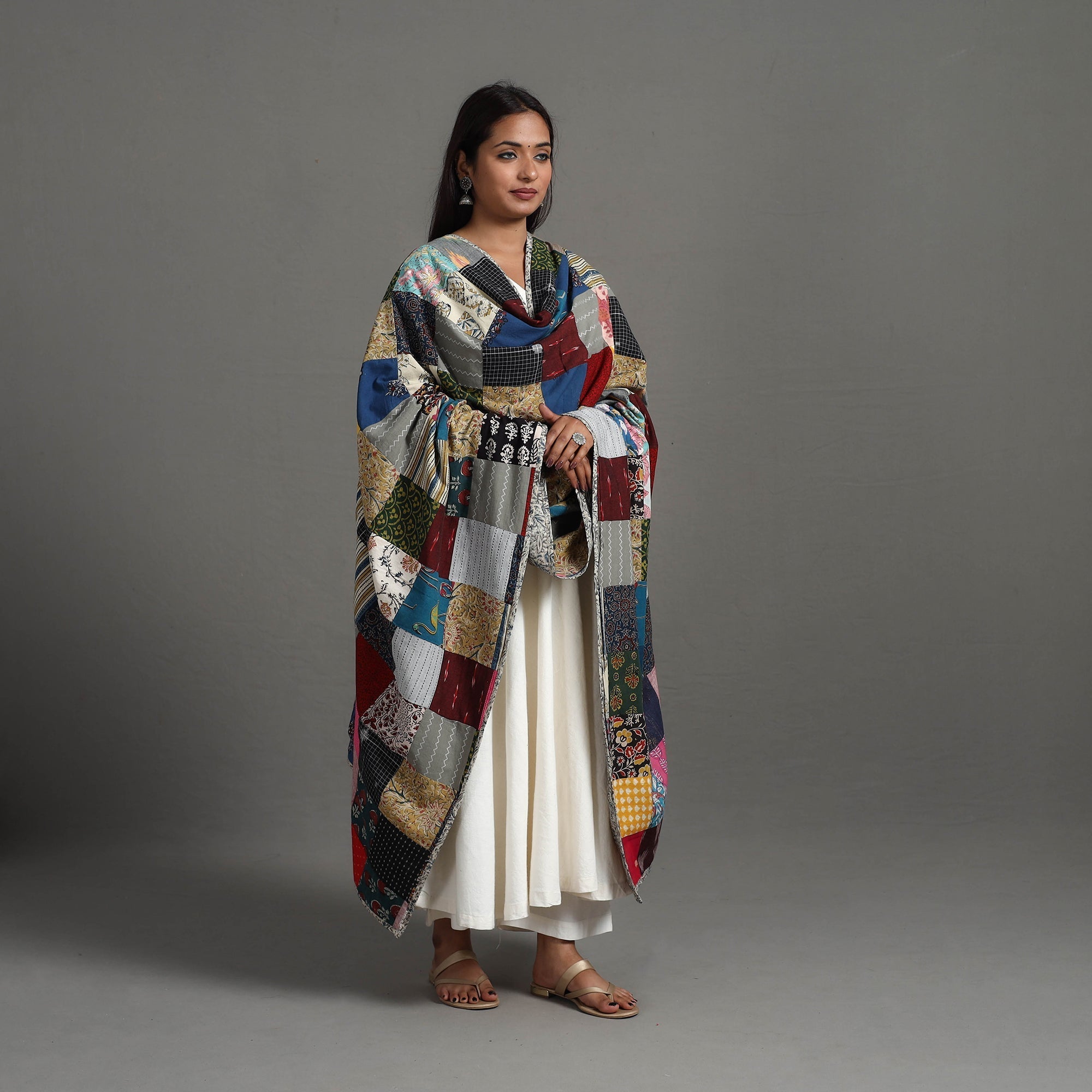 Multicolor - reversible cotton patchwork dupatta 01