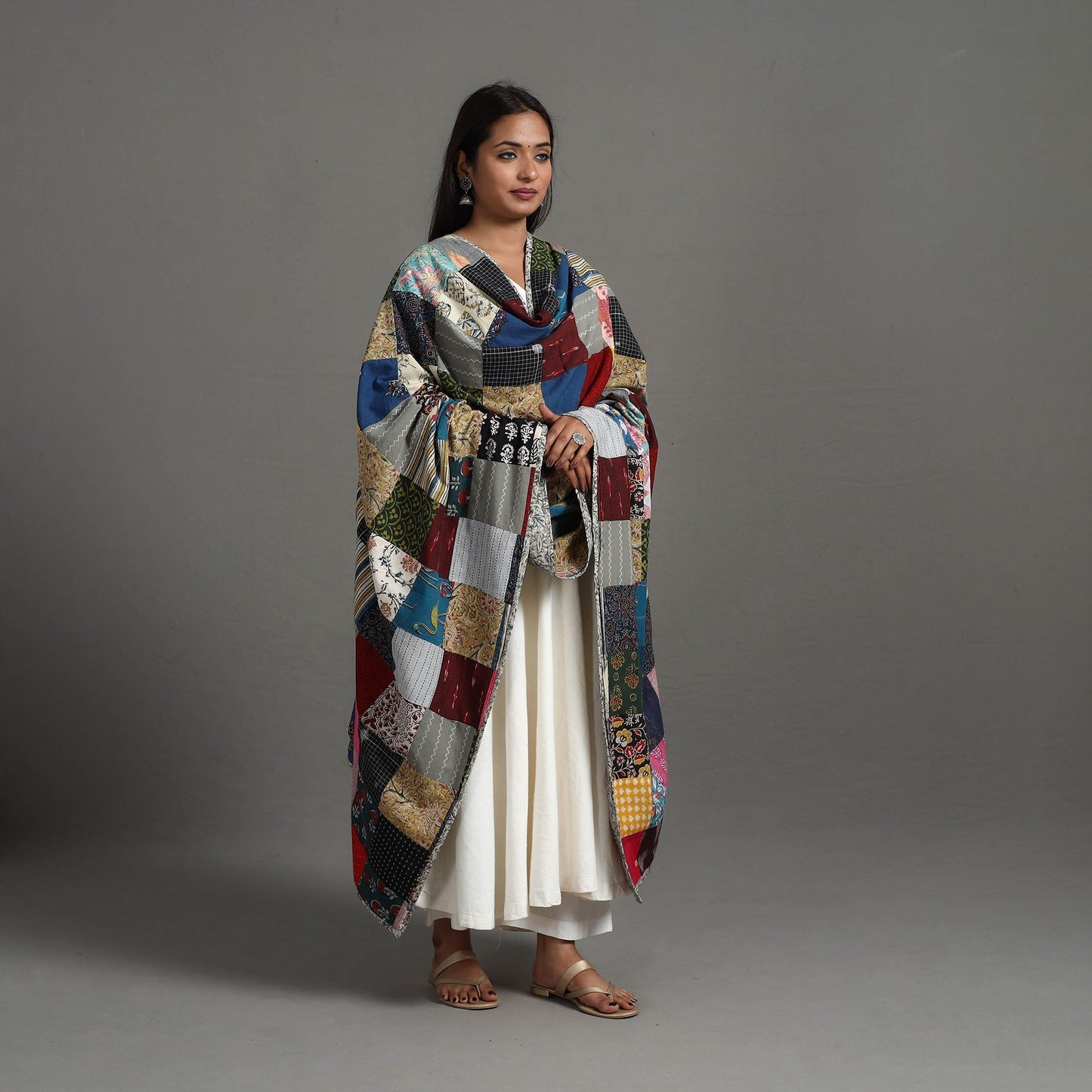 Multicolor - reversible cotton patchwork dupatta 01