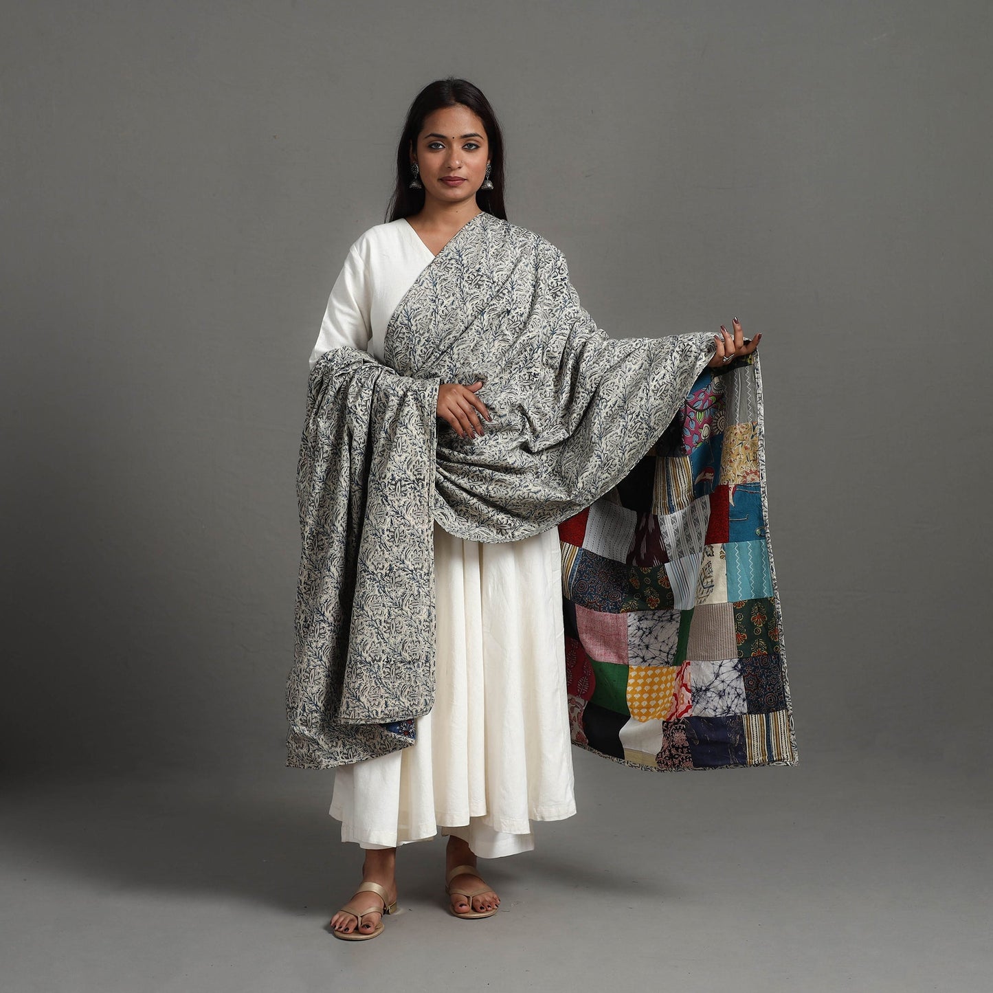 Multicolor - reversible cotton patchwork dupatta 01