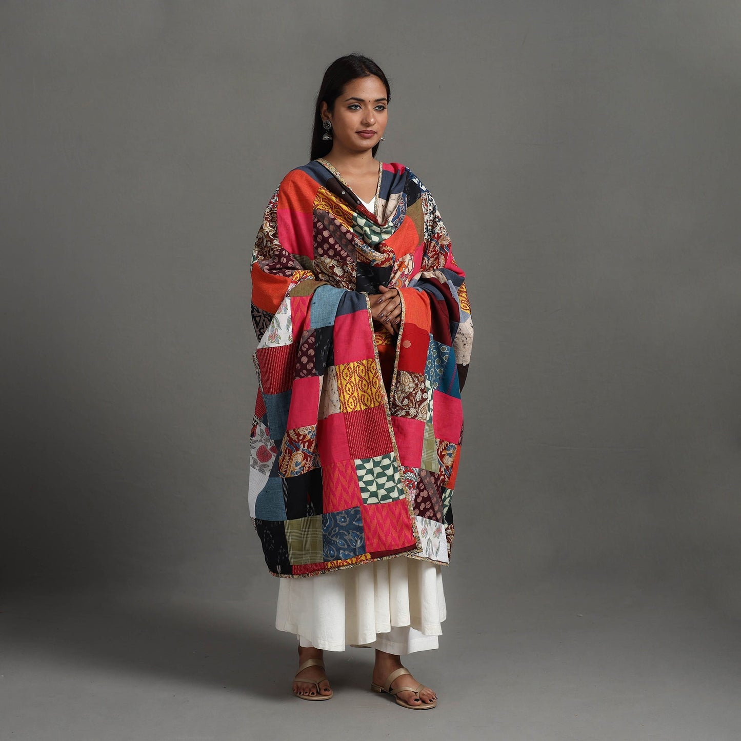 Multicolor - reversible cotton patchwork dupatta 04