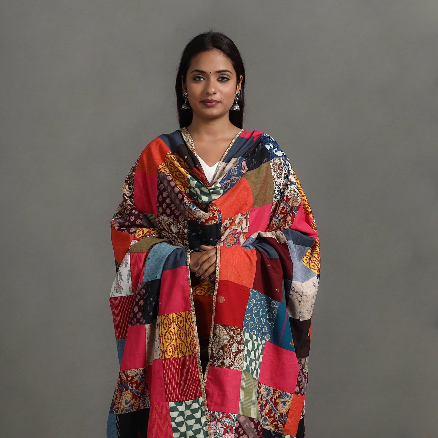 Multicolor - reversible cotton patchwork dupatta 04