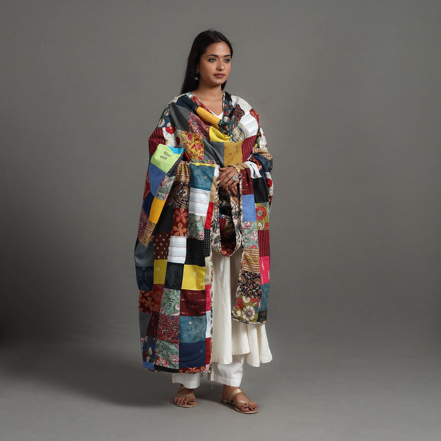 Multicolor - Reversible Block Print Cotton Patchwork Dupatta 13
