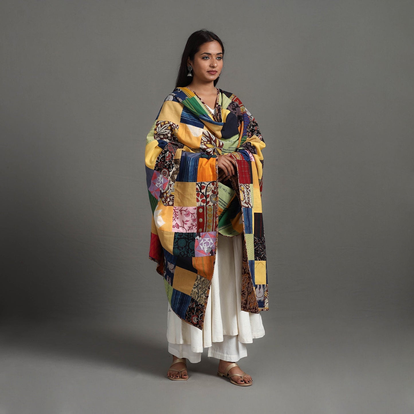 Multicolor - reversible cotton patchwork dupatta 15