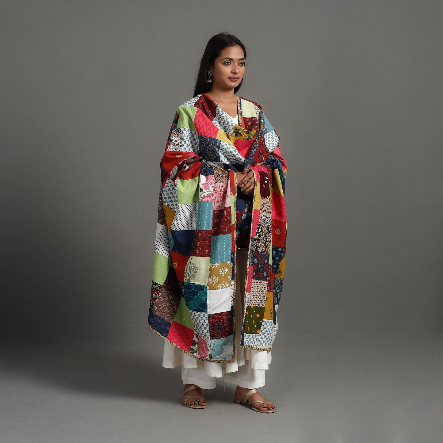 Multicolor - reversible cotton patchwork dupatta 16