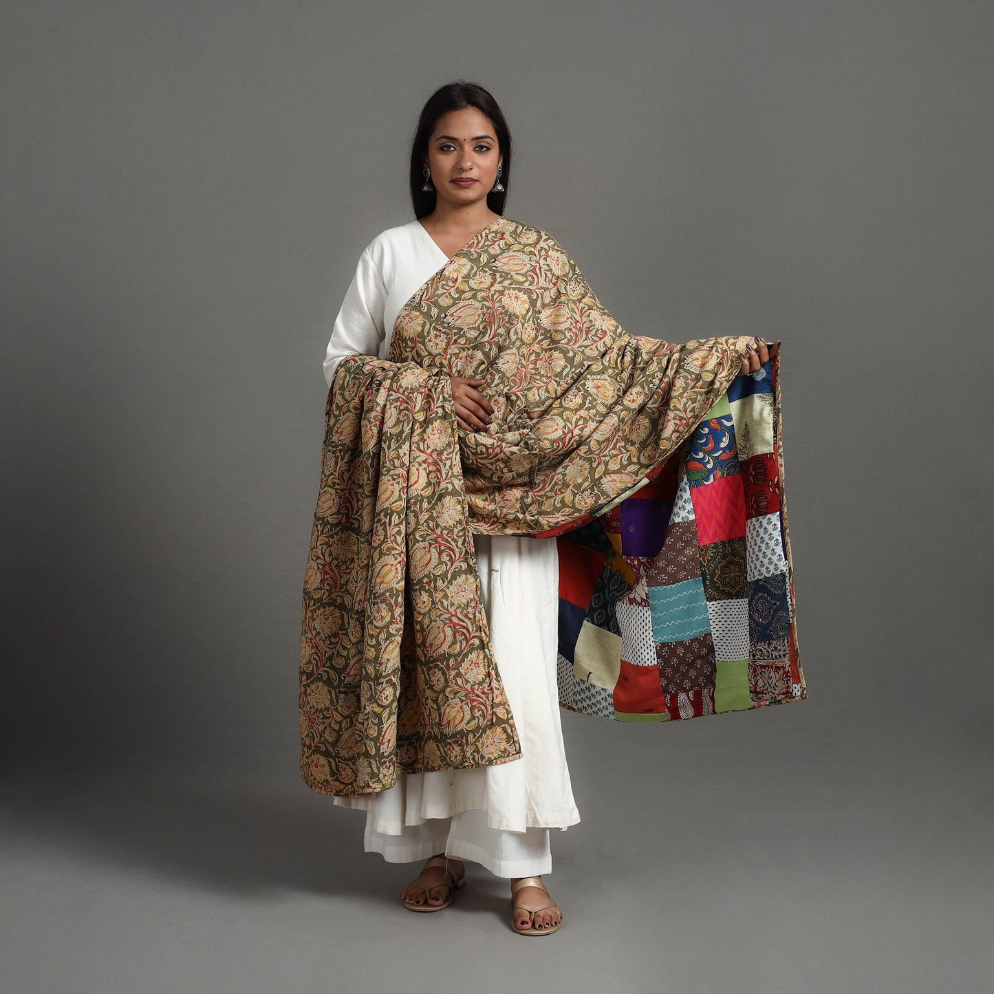 Multicolor - reversible cotton patchwork dupatta 16