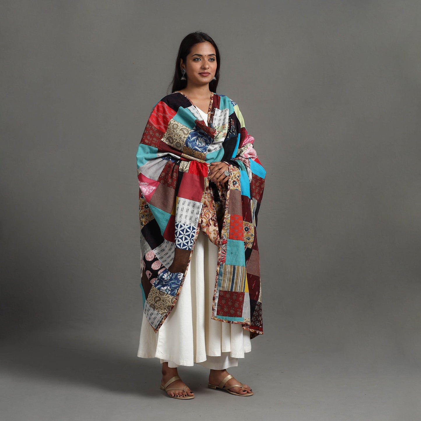 Multicolor - reversible cotton patchwork dupatta 02