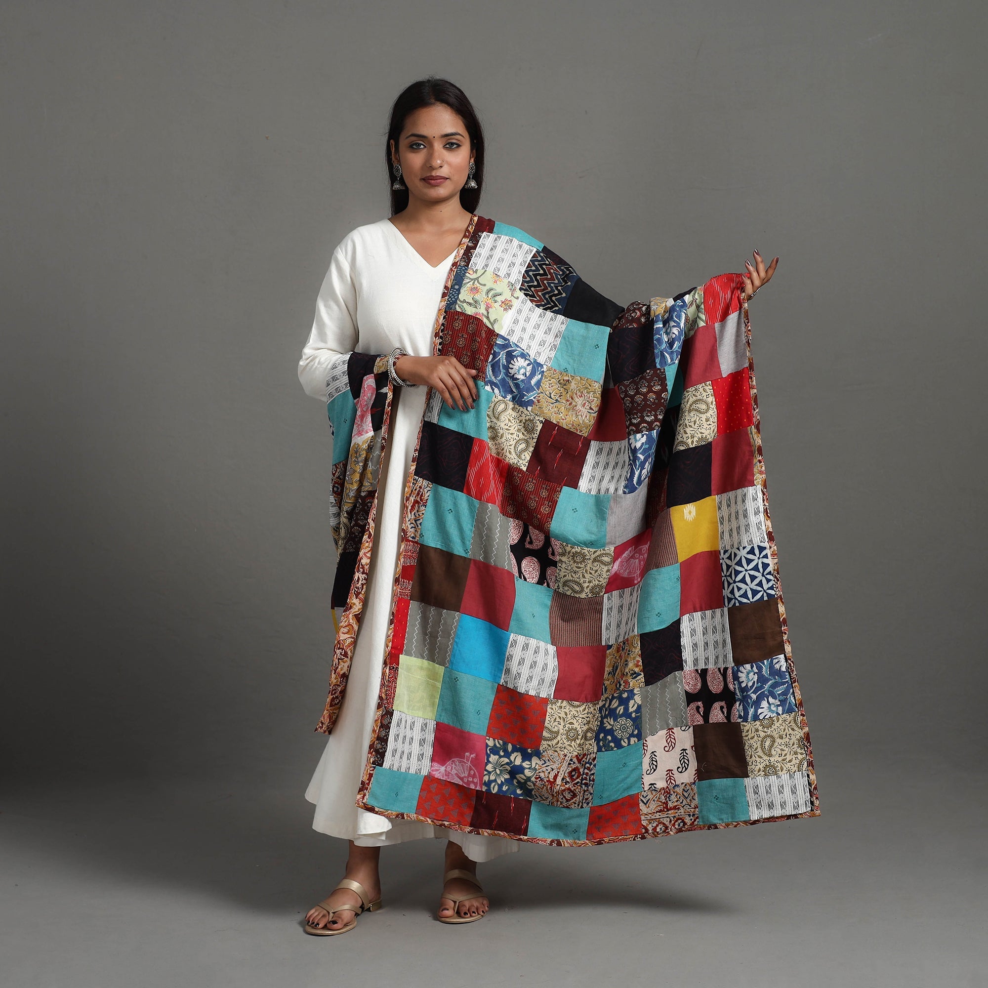Multicolor - reversible cotton patchwork dupatta 02